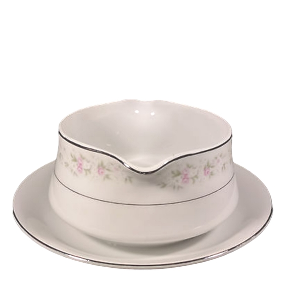 Discontinued GLA Maria Gravy Boat Attached Underplate Fine Porcelain Made Japan - Picture 4 of 4